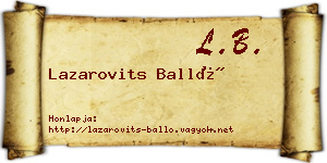Lazarovits Balló névjegykártya
